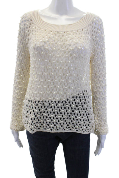Jonathan Simkhai Womens Pullover Sweater Beige Cotton Nylon Round Neck Size S