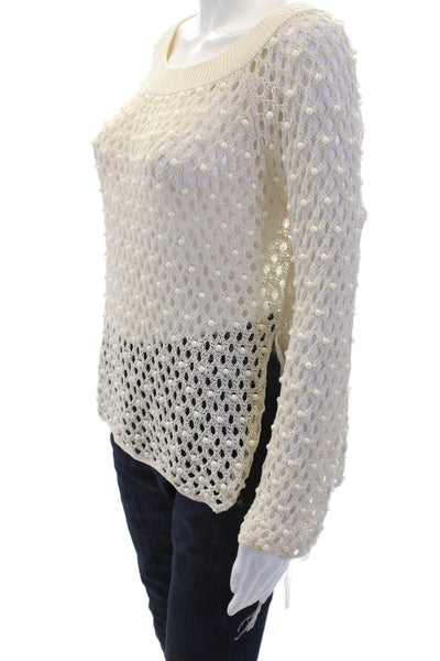 Jonathan Simkhai Womens Pullover Sweater Beige Cotton Nylon Round Neck Size S