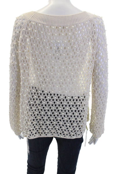Jonathan Simkhai Womens Pullover Sweater Beige Cotton Nylon Round Neck Size S