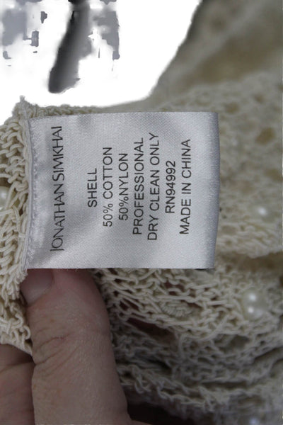 Jonathan Simkhai Womens Pullover Sweater Beige Cotton Nylon Round Neck Size S