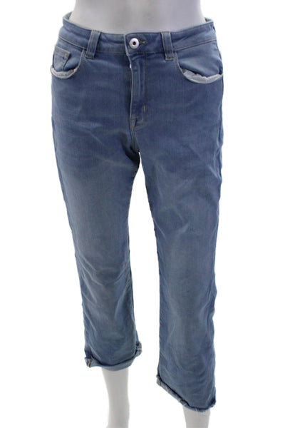 Elliott Lauren Womens Cropped High Rise Jeans Light Blue Size 4
