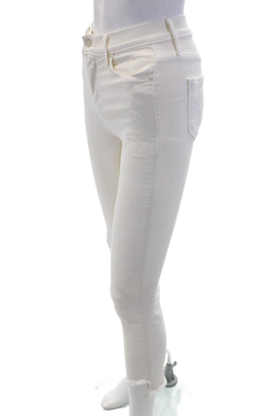 Mother Womens Cropped Ankle Skinny High Rise White Jeans Size 24