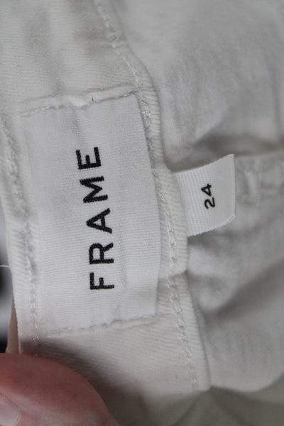 Frame Women Skinny White Jeans Mid-Rise Button Closure Size 24
