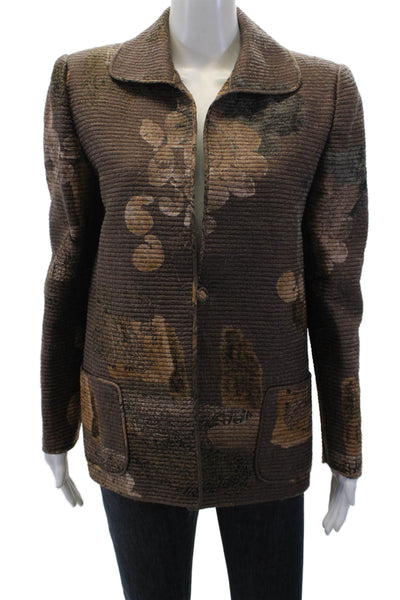 Christian Ruperto Womens Printed Button Down Jacket Brown Size Small