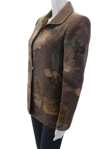 Christian Ruperto Womens Printed Button Down Jacket Brown Size Small