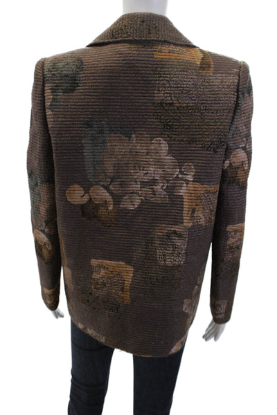 Christian Ruperto Womens Printed Button Down Jacket Brown Size Small