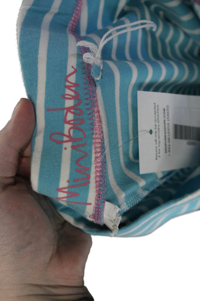 Mini Boden Girls Cotton Striped Stretch Ankle Leggings Blue Size 8-9