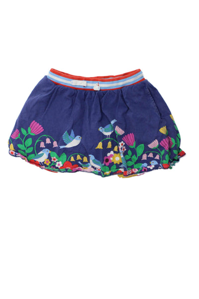 Boden Girls Cotton Floral Drawstring Mini Skort Blue Size 8-9