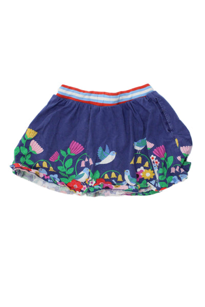 Boden Girls Cotton Floral Drawstring Mini Skort Blue Size 8-9