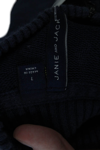 Janie and Jack Boys 1/2 Zip High-Neck Knit Sweater Blue Size 7