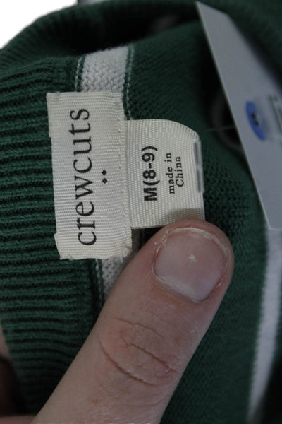 Crewcuts Boys Cotton Striped Pullover Crew Neck Knit Sweater Green Size 8-9