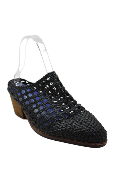 Jeffrey Campbell Womens Leone Woven Heeled Mules Black Size 8.5