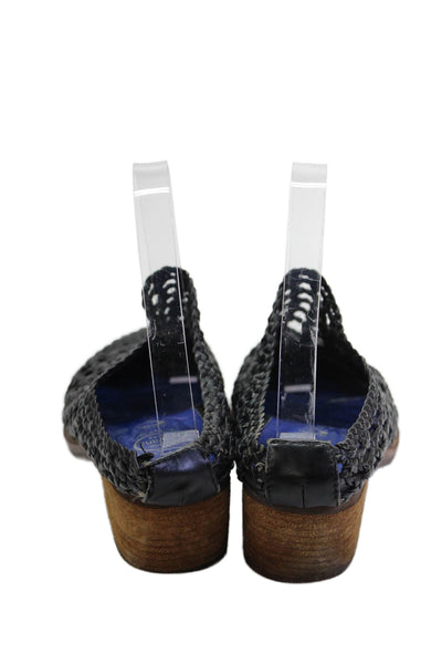 Jeffrey Campbell Womens Leone Woven Heeled Mules Black Size 8.5