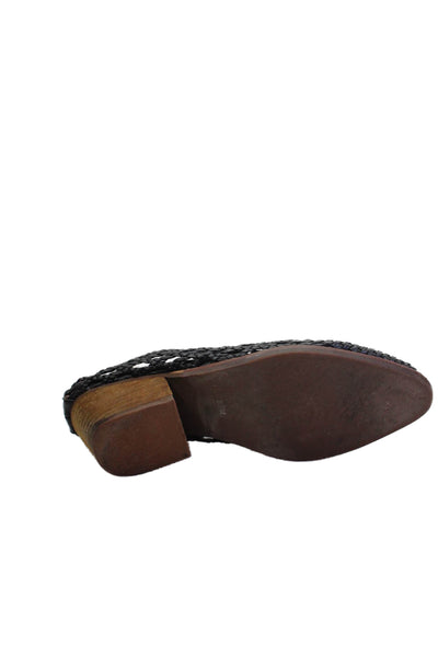 Jeffrey Campbell Womens Leone Woven Heeled Mules Black Size 8.5