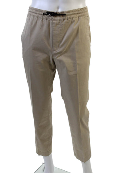 Sandro Men's Drawstring Waist Straight Leg Casual Pants Beige Size 40