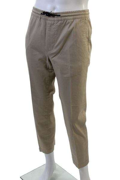 Sandro Men's Drawstring Waist Straight Leg Casual Pants Beige Size 40