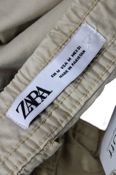 Zara Women's Pull-On Tapered Leg Jogger Pants Beige Size M