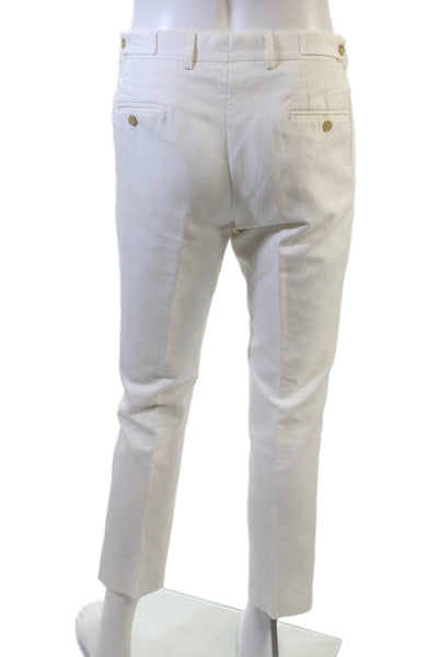 Ovadia & Sons Men's Button Closure Flat Front Straight Leg Pants White Size 32