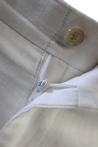 Ovadia & Sons Men's Button Closure Flat Front Straight Leg Pants White Size 32