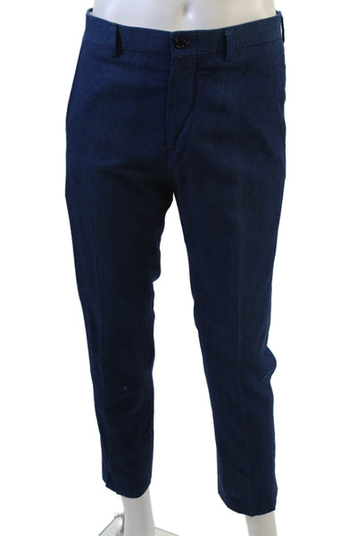 Ovadia & Sons Men's Straight Leg Flat Front Dress Pants Blue Size 32