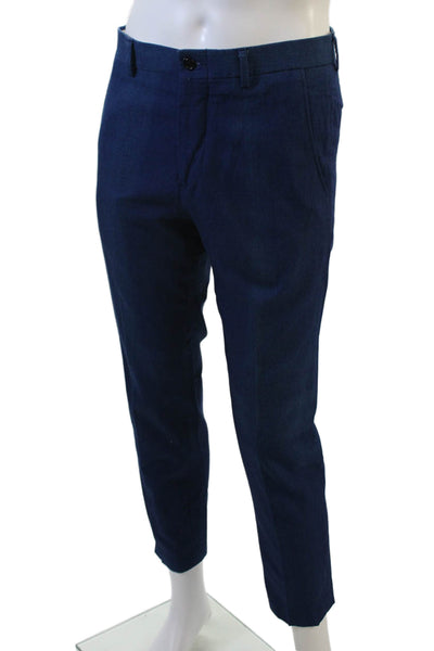 Ovadia & Sons Men's Straight Leg Flat Front Dress Pants Blue Size 32