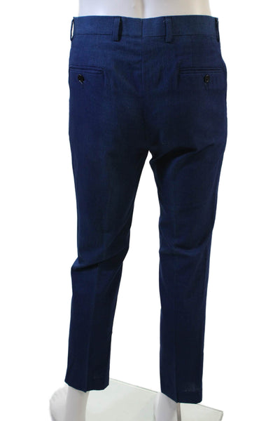 Ovadia & Sons Men's Straight Leg Flat Front Dress Pants Blue Size 32