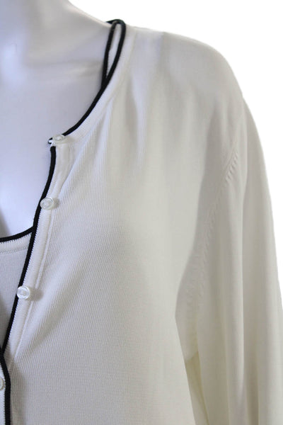 Zara Women's Two Piece Long Sleeves Round Neck Cardigan Sweater Set White Size S