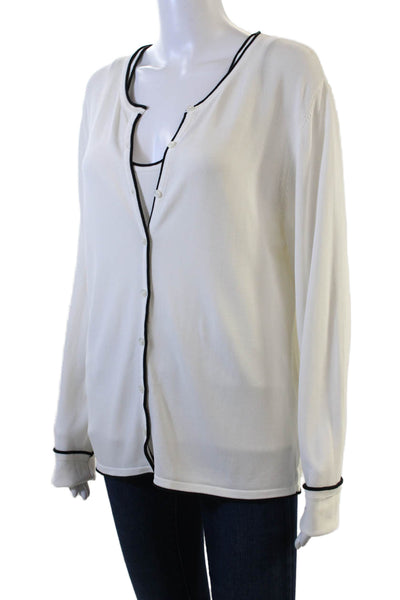 Zara Women's Two Piece Long Sleeves Round Neck Cardigan Sweater Set White Size S