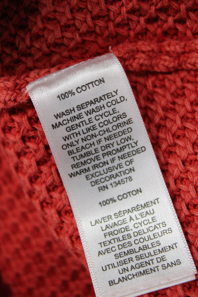 Vineyard Vines Mens Cotton Zippered Detail Knit Pullover Sweater Orange Size XL