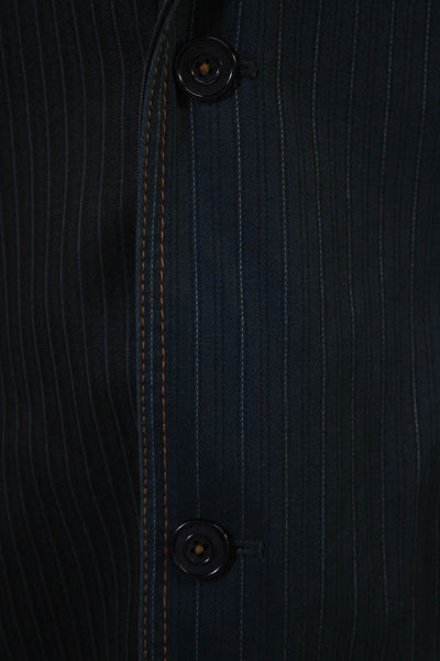 Marc Ecko Mens Striped Contrast Stitching Detail Two Button Blazer Blue Size XL