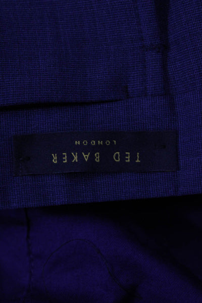 Ted Baker London Womens Wool Pocketed Dress Pants Blue Size 32