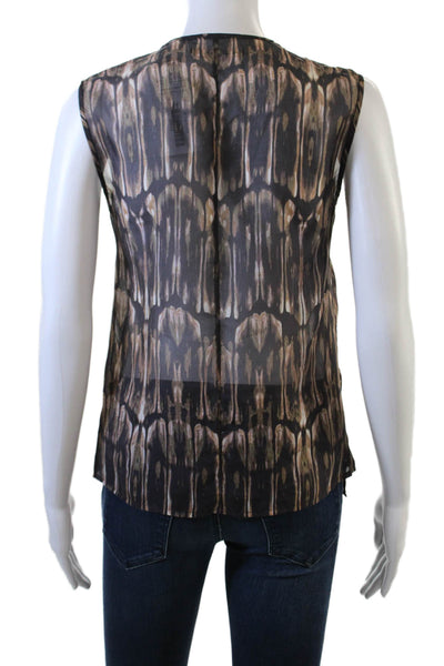 J Brand Womens Black 100% Silk Sleeveless Blouse Animal Print Size XS