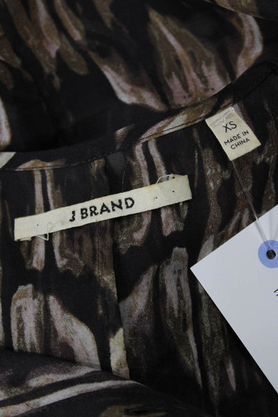 J Brand Womens Black 100% Silk Sleeveless Blouse Animal Print Size XS