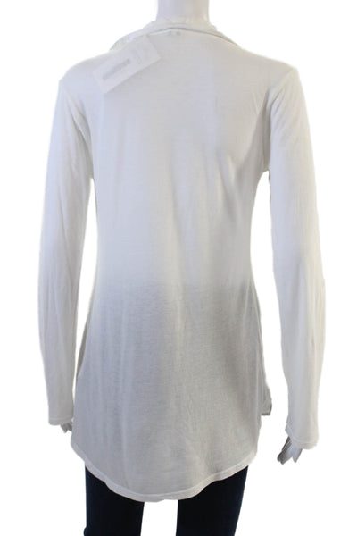 Splendid Women White 100% Silk V-Neck Tunic Blouse Long Sleeve Size XS