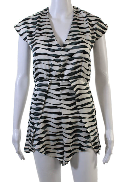 Elliatt Women's V-Neck Short Sleeves Tie Back Shorts Romper Striped Size XS