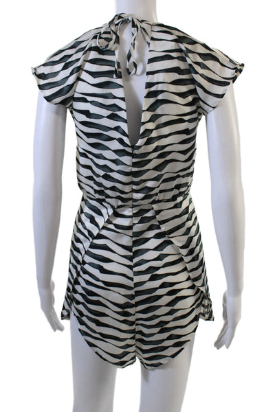 Elliatt Women's V-Neck Short Sleeves Tie Back Shorts Romper Striped Size XS