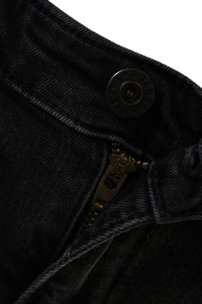 AG Women Skinny Ankle Jeans Black Mid-Rise Button Size 25