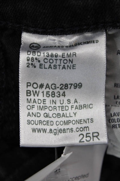 AG Women Skinny Ankle Jeans Black Mid-Rise Button Size 25