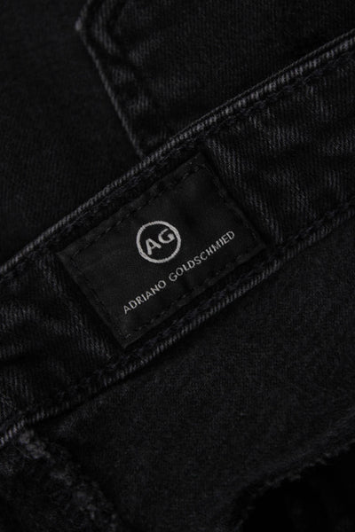 AG Women Skinny Ankle Jeans Black Mid-Rise Button Size 25