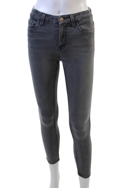 7 For All Mankind Women Ankle Skinny Jeans Dark Gray Mid-Rise Size 24