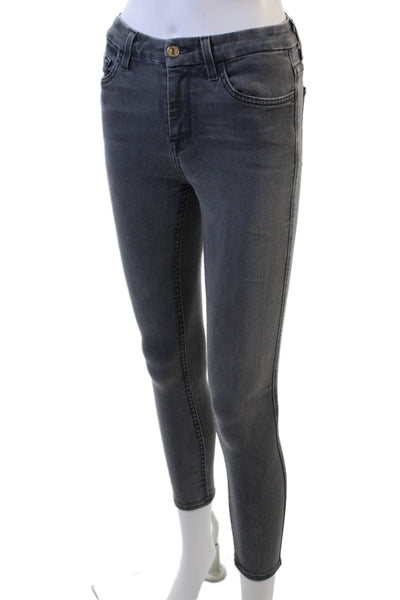 7 For All Mankind Women Ankle Skinny Jeans Dark Gray Mid-Rise Size 24