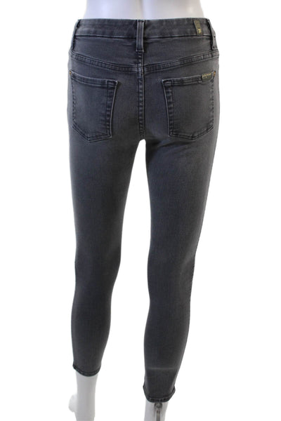 7 For All Mankind Women Ankle Skinny Jeans Dark Gray Mid-Rise Size 24