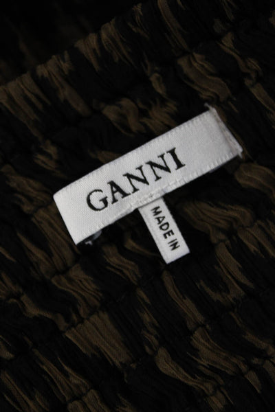 Ganni Women's Smocked Waist Lined Ruffle Tiered Mini Skirt Black Size XS