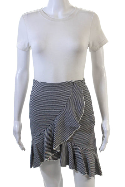 Club Monaco Women's Zip Closure Ruffle Asymmetrical Striped Mini Skirt Size XS