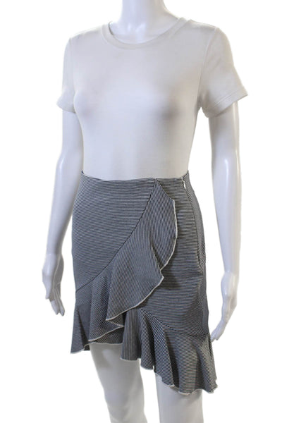 Club Monaco Women's Zip Closure Ruffle Asymmetrical Striped Mini Skirt Size XS
