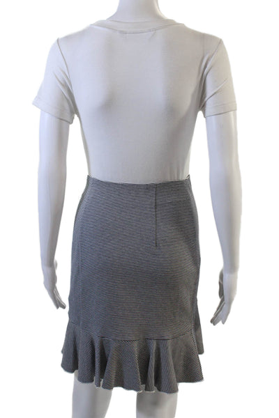 Club Monaco Women's Zip Closure Ruffle Asymmetrical Striped Mini Skirt Size XS