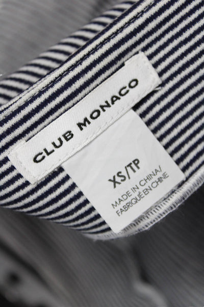 Club Monaco Women's Zip Closure Ruffle Asymmetrical Striped Mini Skirt Size XS