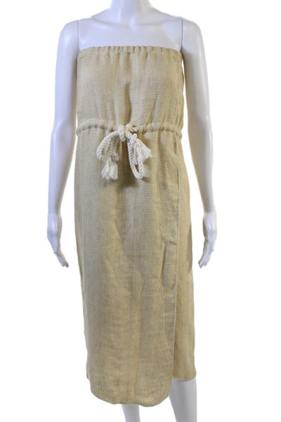 Lisa Marie Fernandez Women Shift Linen Sleeveless Beige Dress Beach Size 0