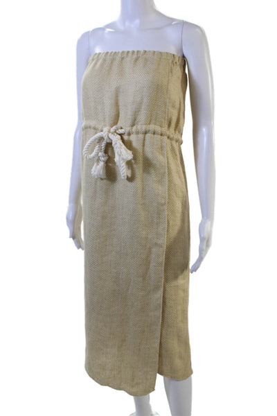 Lisa Marie Fernandez Women Shift Linen Sleeveless Beige Dress Beach Size 0