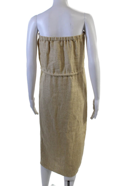 Lisa Marie Fernandez Women Shift Linen Sleeveless Beige Dress Beach Size 0